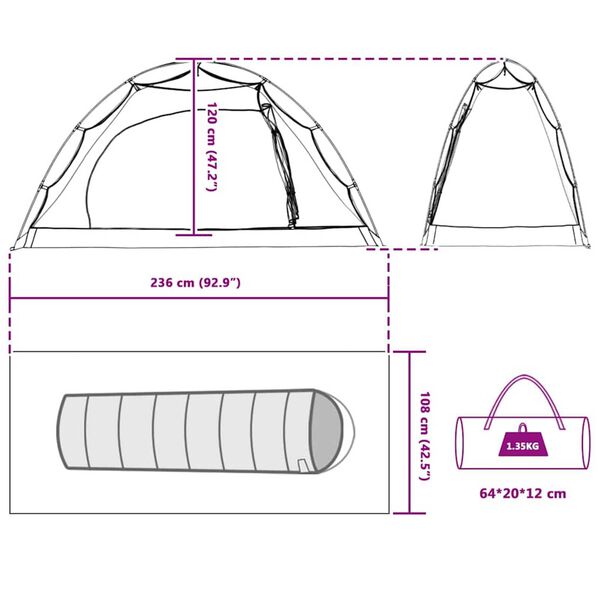 vidaXL Σκηνή με στέγη Άλλο Γκρι και Μαύρο 236 x 108 x 120 εκ