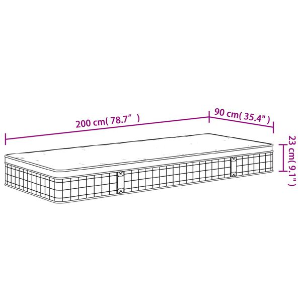 vidaXL Στρώμα με Bonnell Springs Medium 90 x 200 εκ.
