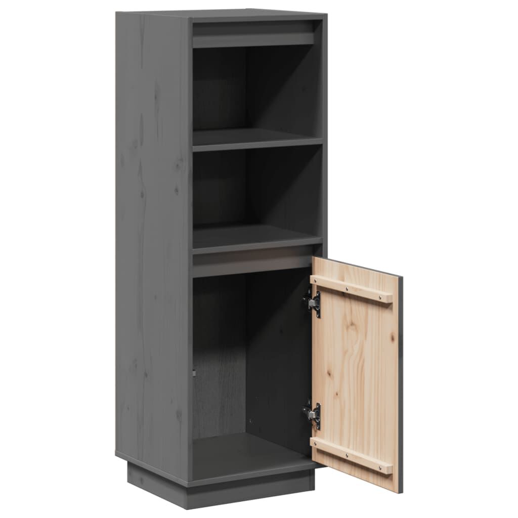 vidaXL Ντουλάπι Ψηλό Γκρι 37 x 34 x 110 εκ. από Μασίφ Ξύλο Πεύκου