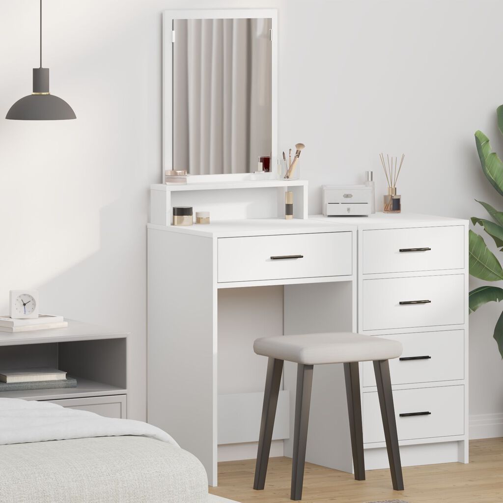vidaXL Τραπέζι Μακιγιάζ με Συρτάρια Λευκό 50x41x140 εκ