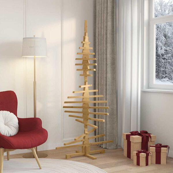 vidaXL Ξύλινο Χριστουγεννιάτικο Δέντρο Καφέ 180 cm Μασίφ ξύλο πεύκου