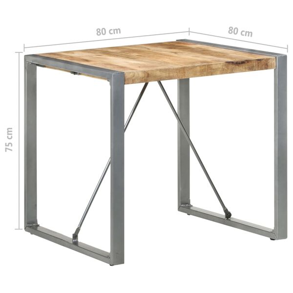 vidaXL Τραπεζαρία 80 x 80 x 75 εκ. από Ακατέργαστο Ξύλο Μάνγκο