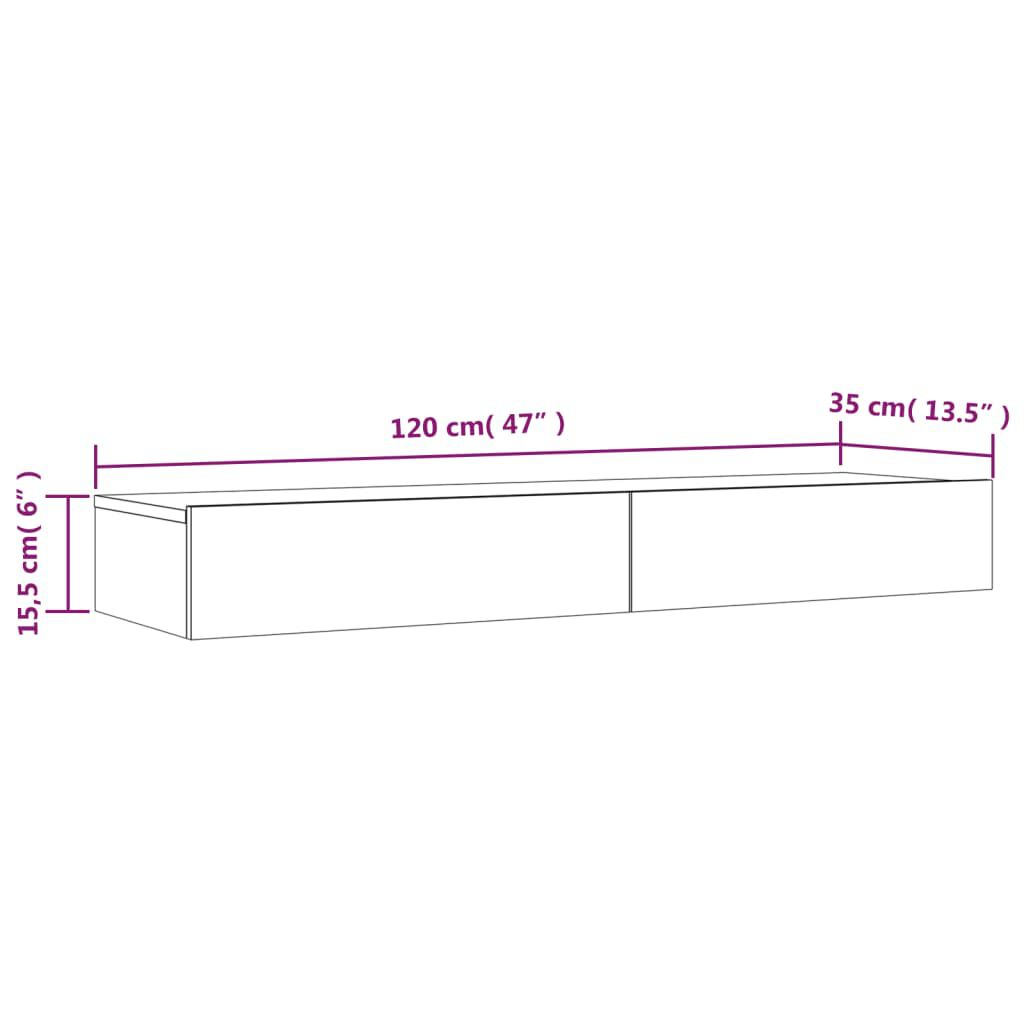 vidaXL Έπιπλο Τηλεόρασης με LED Γκρι Σκυροδέματος 120x35x15,5 εκ.