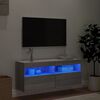 vidaXL Έπιπλο Τοίχου Τηλεόρασης με LED Γκρι Sonoma 100x30x40 εκ.