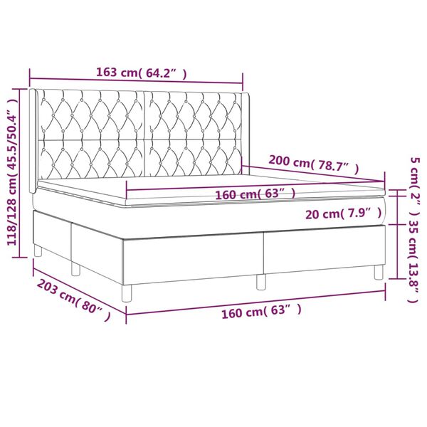 vidaXL Κρεβάτι Boxspring με Στρώμα Αν. Πράσινο 160x200εκ Υφασμάτινο