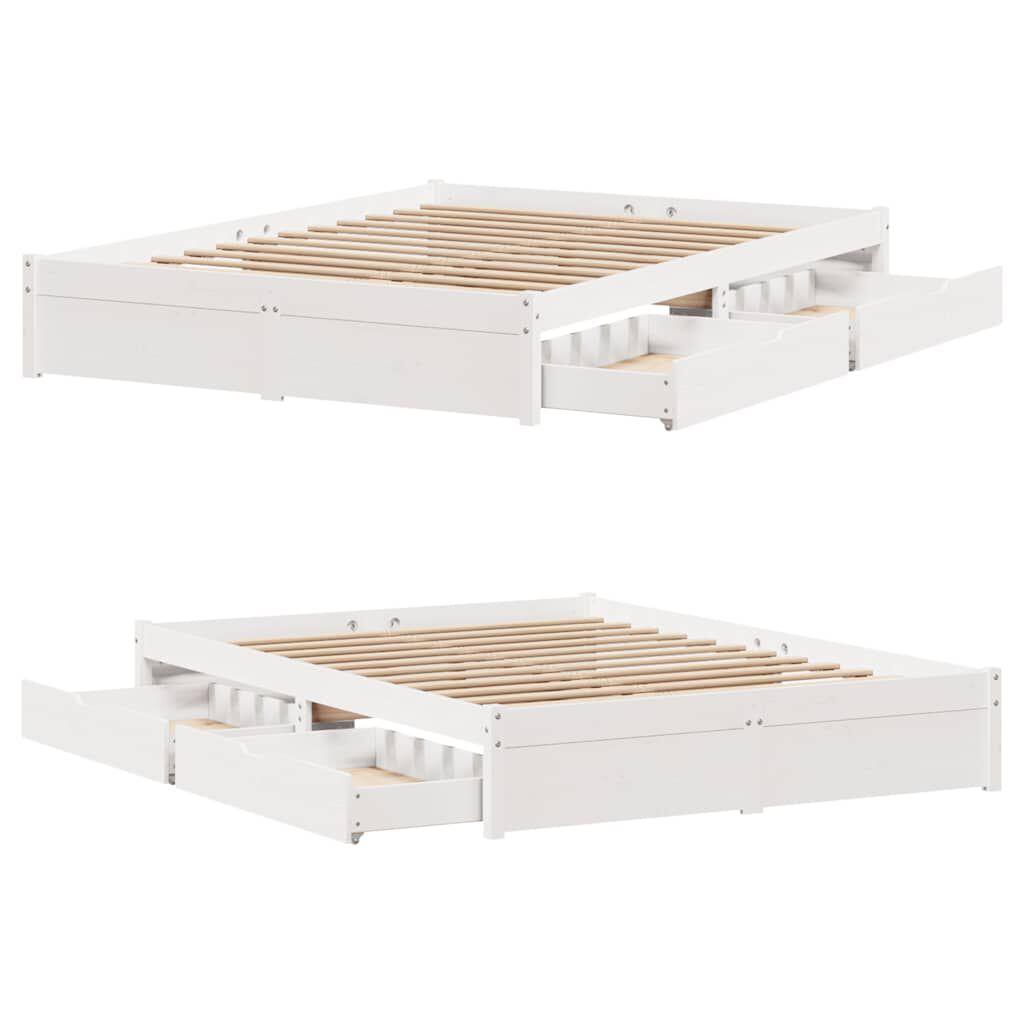 vidaXL Σκελετός Κρεβ. Χωρίς Στρώμα Λευκό 150x200 εκ Μασίφ Πεύκο
