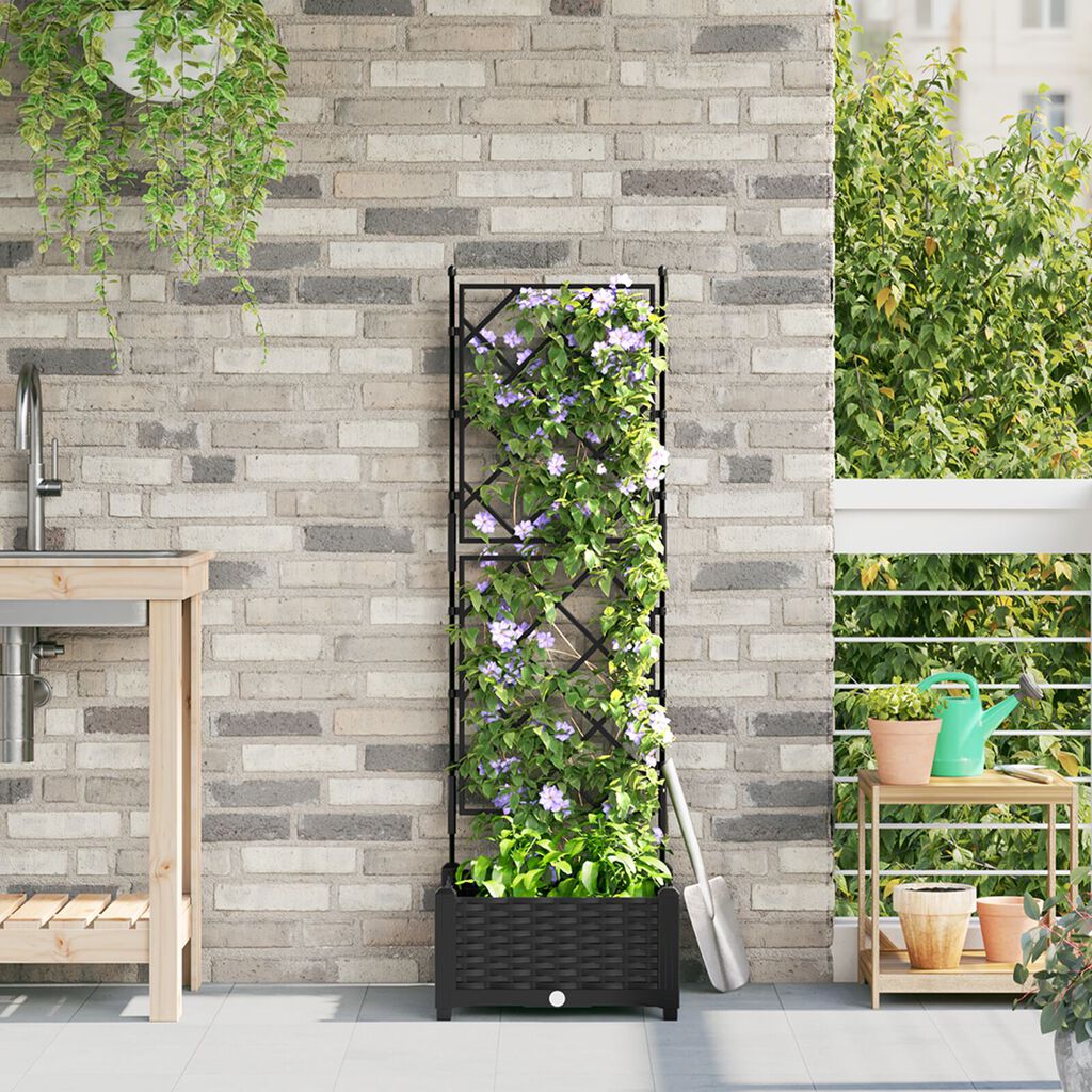 vidaXL Γλάστρα Κήπου με Πύρο Μαύρη 40x40x125.5 εκ.