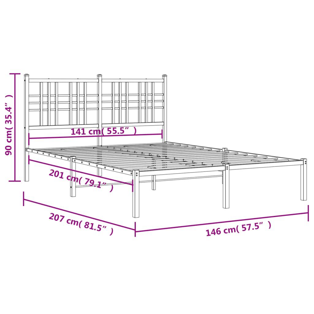 vidaXL Πλαίσιο Κρεβατιού με Κεφαλάρι Λευκό 140 x 200 εκ. Μεταλλικό