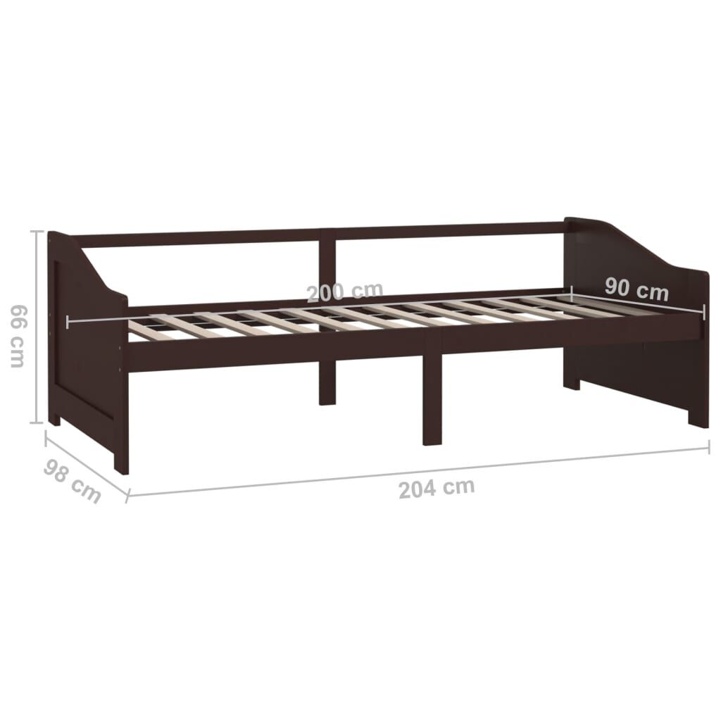 vidaXL Καναπές Κρεβάτι 3 Θέσεων Σκ. Καφέ 90x200 εκ. Μασίφ Ξύλο Πεύκου