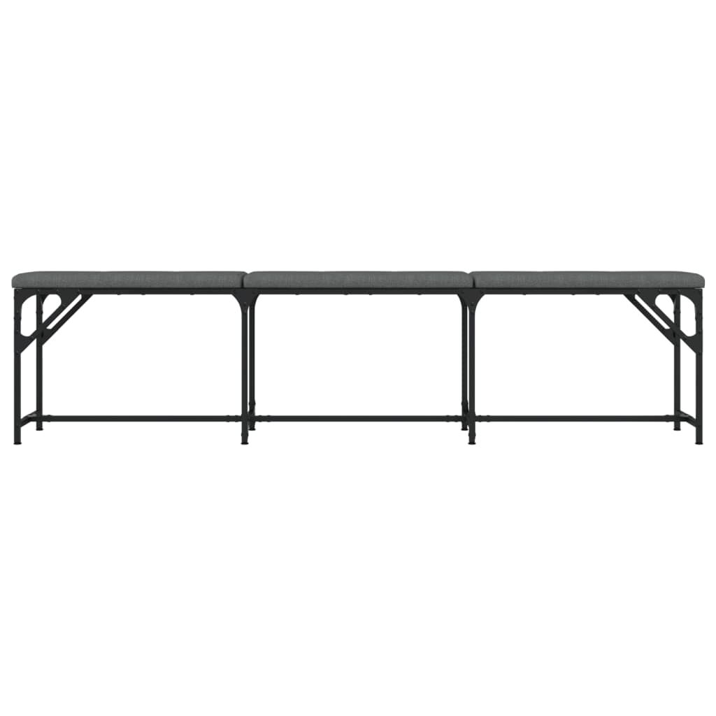 vidaXL Πάγκος Τραπεζαρίας Σκούρο Γκρι 186x32x45 εκ. Ατσάλι / Ύφασμα