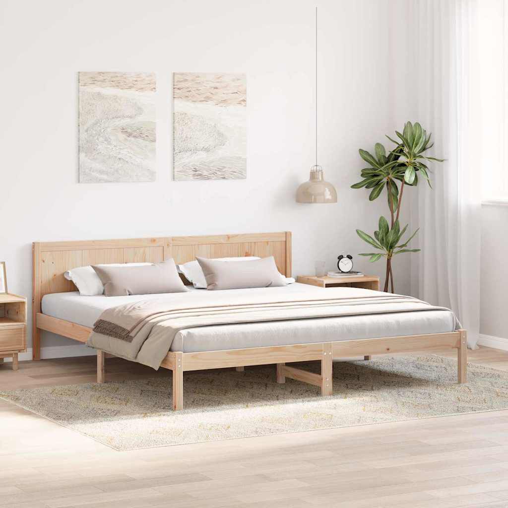 vidaXL Σκελετός Κρεβατιού Καφέ 180 x 200 cm Μασίφ ξύλο πεύκου