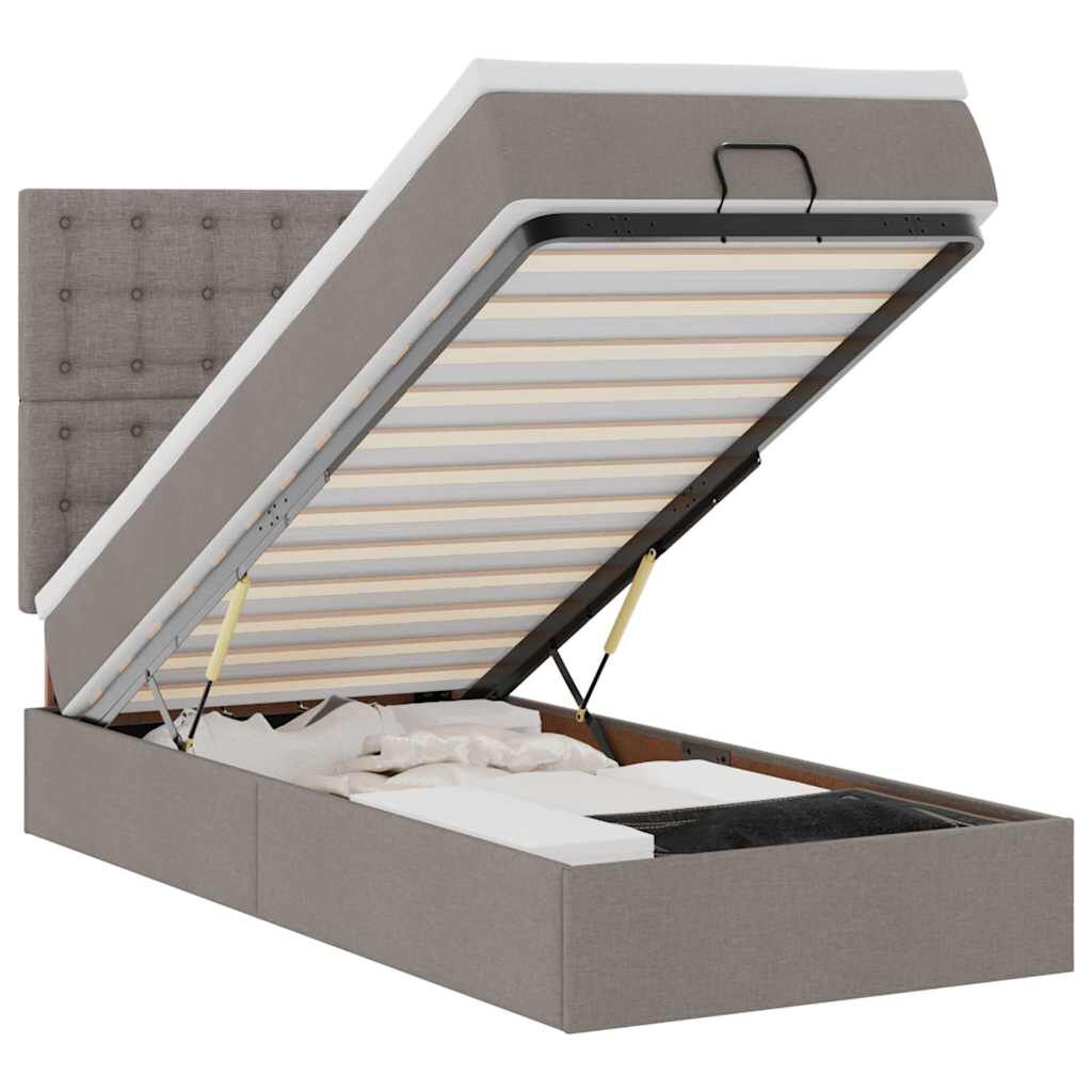 vidaXL Οθωμανικό κρεβάτι με στρώμα Taupe 100x200cm ύφασμα