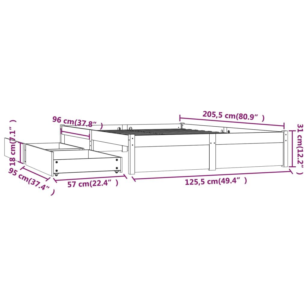 vidaXL Πλαίσιο Κρεβατιού με Συρτάρια Λευκό 120 x 200 εκ.