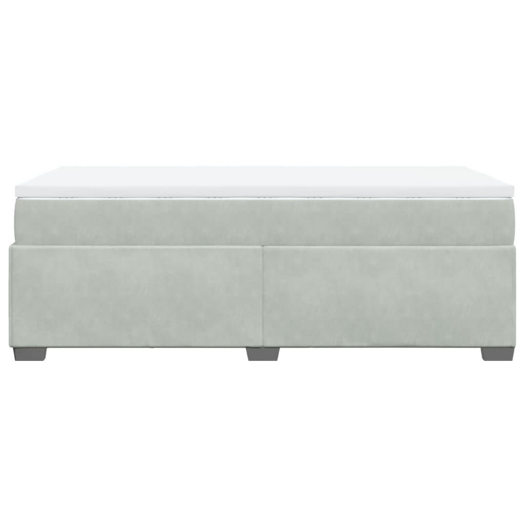 vidaXL Κρεβάτι Boxspring με Στρώμα Ανοιχτό Γκρι 90x200 εκ. Βελούδινο