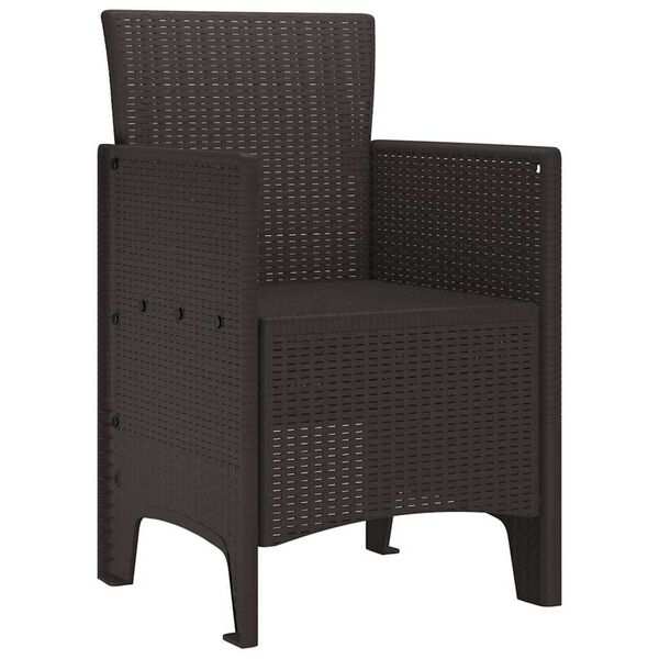 vidaXL Καρέκλα Κήπου 2 pcs Καφέ 53 x 49 x 85 εκ. PP