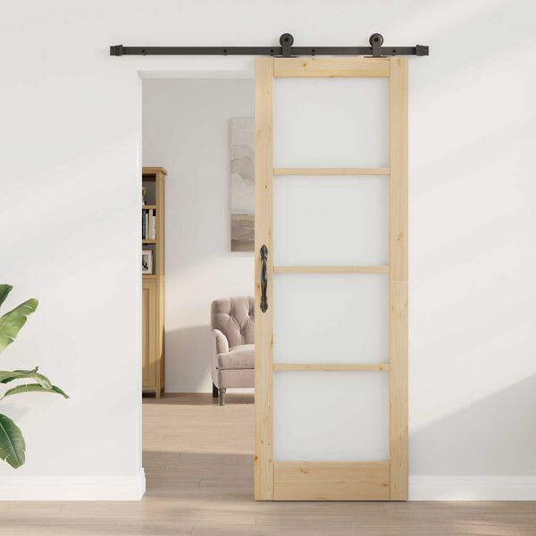 vidaXL Συρόμενη Πόρτα ORKDAL Καφέ 73.5 x 211 εκ Ξύλο και μέταλλο