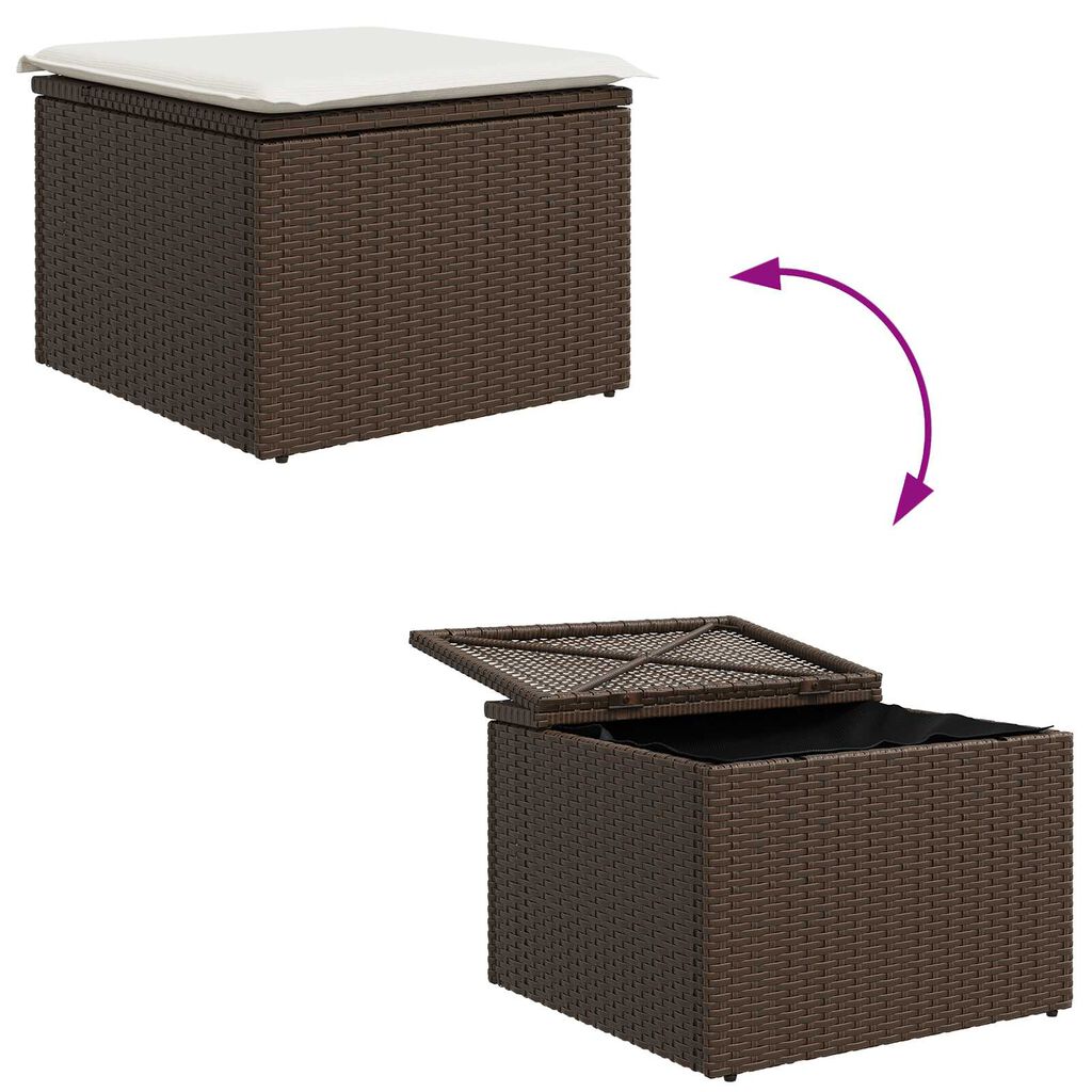 vidaXL Σετ Καναπέ Κήπου 4 pcs Καφέ, Κρέμα Πολυ rattan, βαμμένο ατσάλι