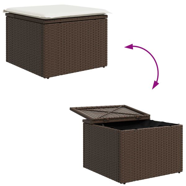 vidaXL Σετ Καναπέ Κήπου 4 pcs Καφέ, Κρέμα Πολυ rattan, βαμμένο ατσάλι