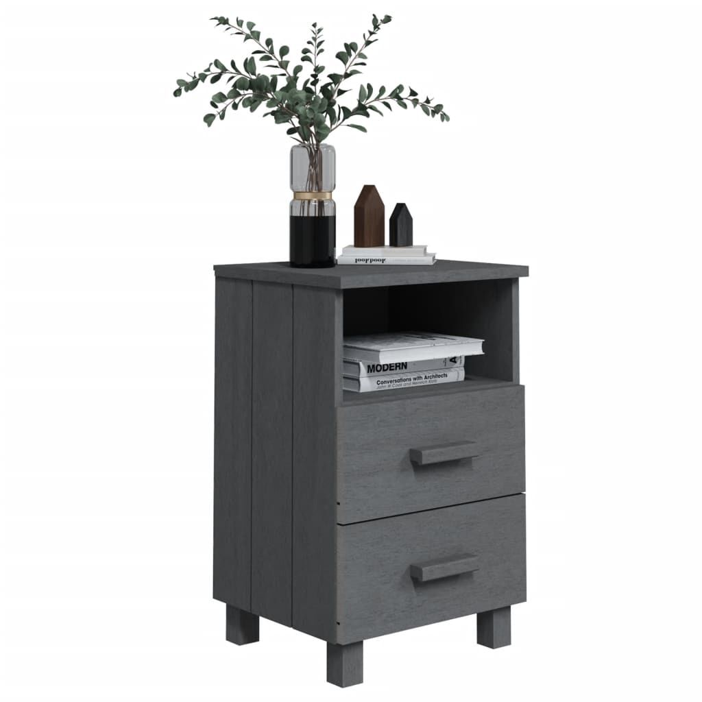 vidaXL Κομοδίνο HAMAR 2 Τεμ. Σκ. Γκρι 40x35x62 εκ. Μασίφ Ξύλο Πεύκου