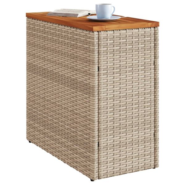 vidaXL Τραπέζι Κήπου με Ξύλινη Επιφάνεια Μπεζ 58x27,5x55εκ Συνθ Ρατάν