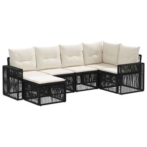 vidaXL &Sigma;&epsilon;&tau; &Kappa;&alpha;&nu;&alpha;&pi;έ &Kappa;ή&pi;&omicron;&upsilon; 6 pcs &Mu;&alpha;ύ&rho;&omicron; &kappa;&alpha;&iota; &Kappa;&rho;&epsilon;&mu; &Lambda;&epsilon;&upsilon;&kappa;ό &sigma;&upsilon;&nu;&theta;&epsilon;&tau;&iota;&kappa;ό &rho;&alpha;&tau;ά&nu;