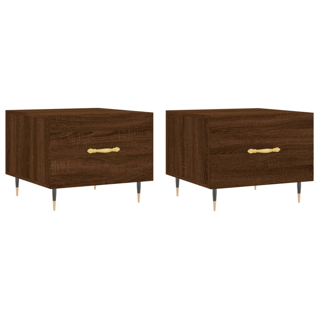 vidaXL Τραπεζάκια Σαλονιού 2 τεμ Brown Oak 50x50x40 εκ Επεξ. Ξύλο