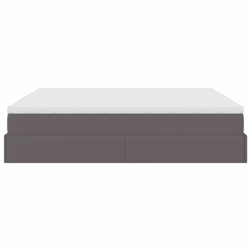 vidaXL Οθωμανικό κρεβάτι με στρώμα Γκρι 160x200cm Faux Leather