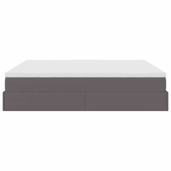 vidaXL Οθωμανικό κρεβάτι με στρώμα Γκρι 160x200cm Faux Leather