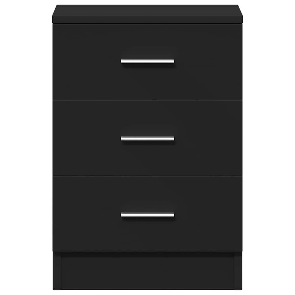 vidaXL Κομοδίνα 2 τεμ. Μαύρα 38 x 35 x 56 εκ. από Επεξ. Ξύλο