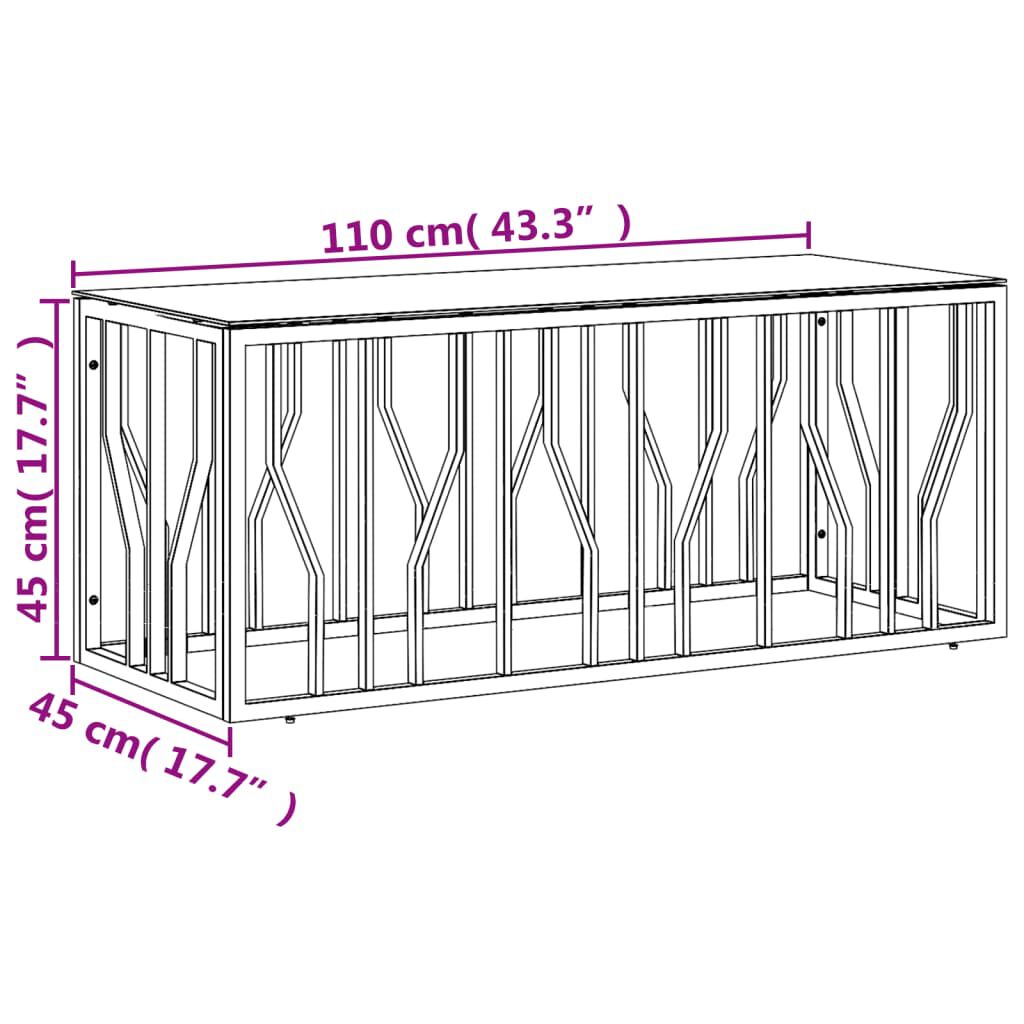 vidaXL Τραπέζι Σαλονιού 110x45x45 εκ. από Ανοξ. Ατσάλι και Γυαλί
