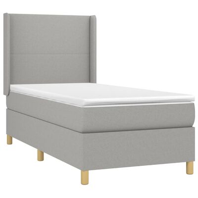 vidaXL Κρεβάτι Boxspring με Στρώμα Ανοιχτό Γκρι 100x200 εκ. Υφασμάτινο