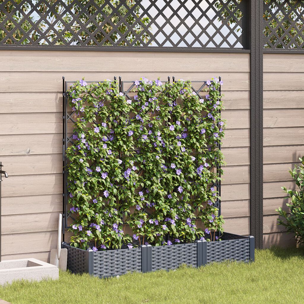vidaXL Γλάστρα Κήπου με Πλέγμα 3 τμχ Γκρι 120x40x125.5 εκ.
