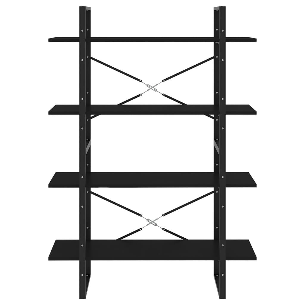 vidaXL Βιβλιοθήκη με 4 Ράφια Μαύρη 100 x 30 x 140 εκ. από Επεξ. Ξύλο
