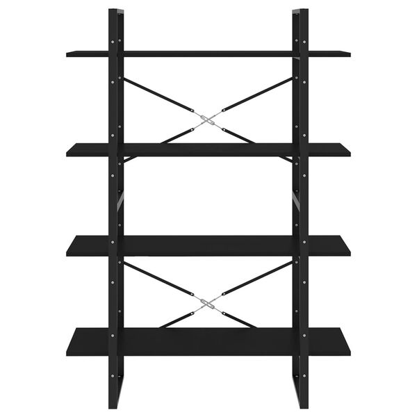 vidaXL Βιβλιοθήκη με 4 Ράφια Μαύρη 100 x 30 x 140 εκ. από Επεξ. Ξύλο