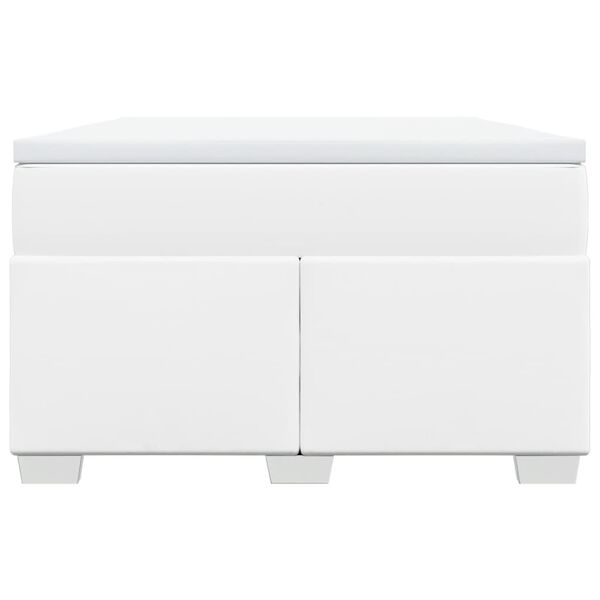 vidaXL Κρεβάτι Boxspring με Στρώμα Λευκό 120x200εκ.από Συνθετικό Δέρμα