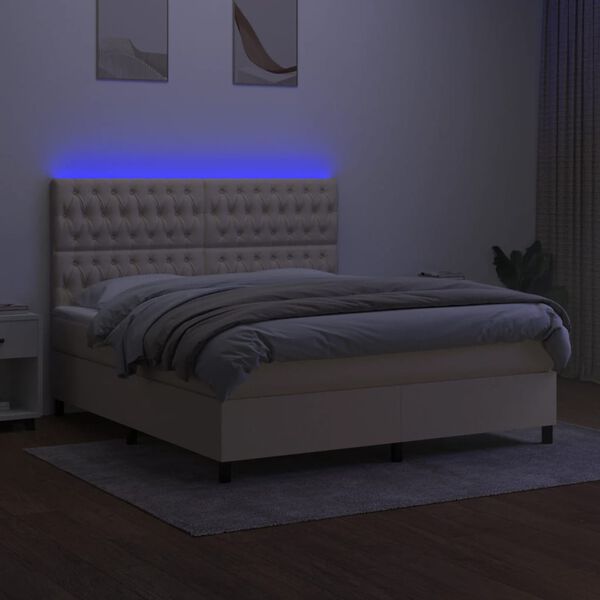 vidaXL &Kappa;&rho;&epsilon;&beta;ά&tau;&iota; Boxspring &mu;&epsilon; &Sigma;&tau;&rho;ώ&mu;&alpha; & LED &Kappa;&rho;&epsilon;&mu; 180x200 &epsilon;&kappa;. &Upsilon;&phi;&alpha;&sigma;&mu;ά&tau;&iota;&nu;&omicron;