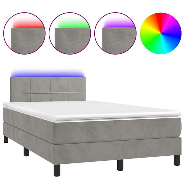 vidaXL &Kappa;&rho;&epsilon;&beta;ά&tau;&iota; Boxspring &mu;&epsilon; &Sigma;&tau;&rho;ώ&mu;&alpha; & LED &Alpha;&nu;.&Gamma;&kappa;&rho;&iota; 120x190&epsilon;&kappa;. &Beta;&epsilon;&lambda;&omicron;ύ&delta;&iota;&nu;&omicron;