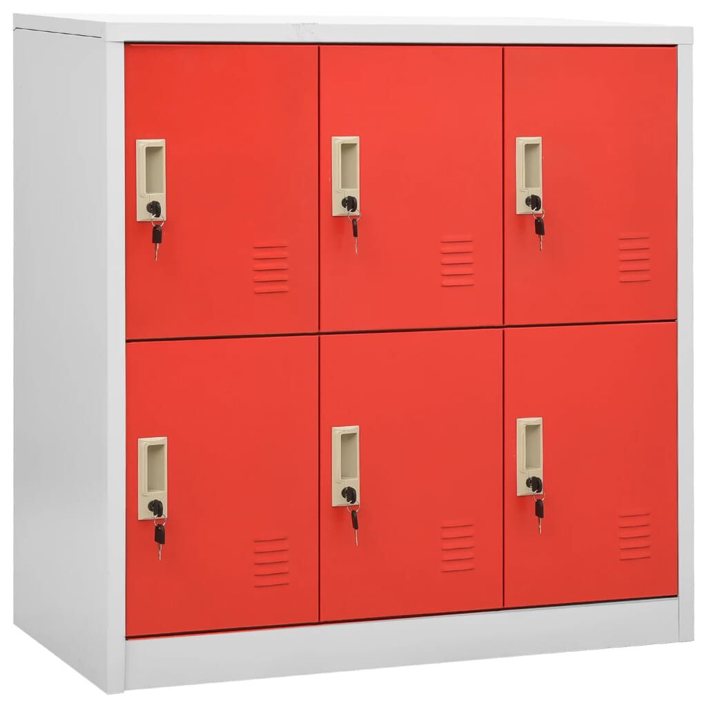 vidaXL Φοριαμοί 2 τεμ. Ανοιχτό Γκρι/Κόκκινο 90x45x92,5 εκ. Ατσάλινοι