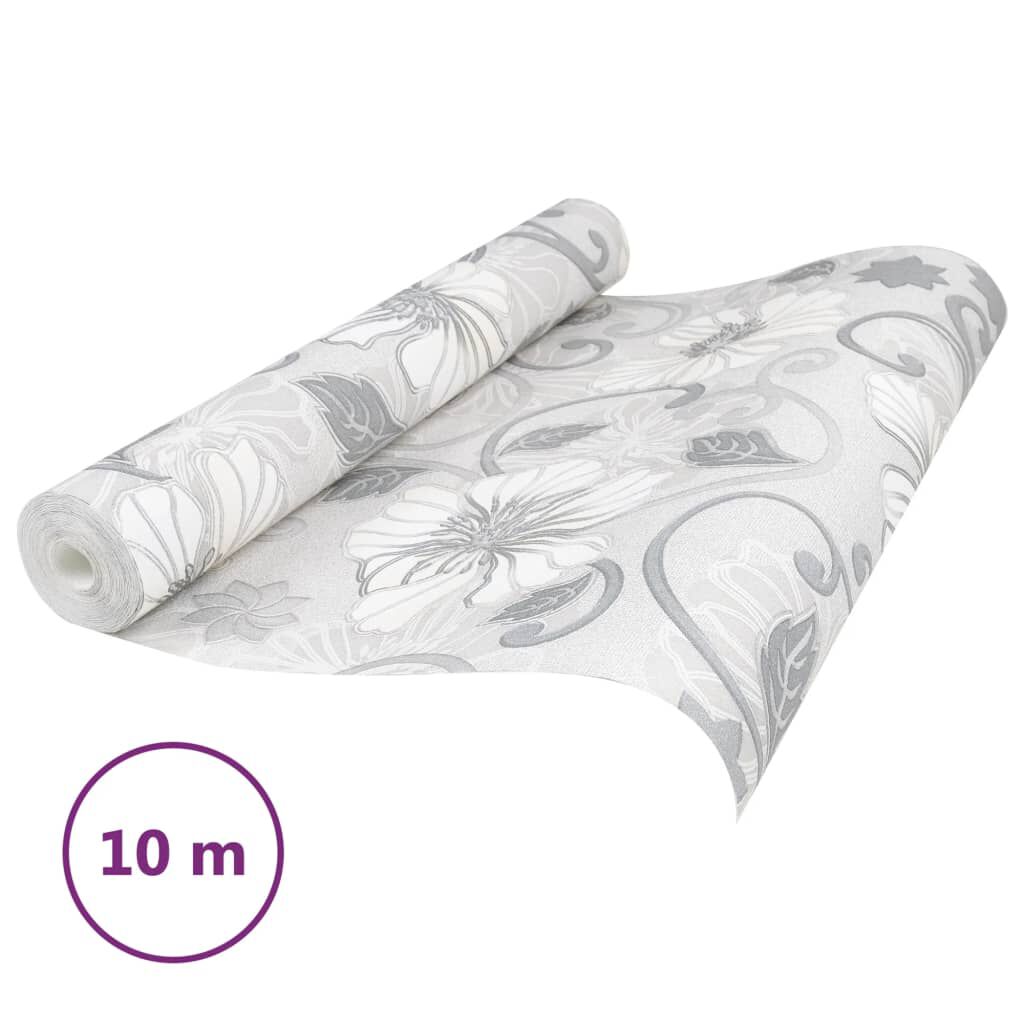 vidaXL Ταπετσαρία 3D Φλοράλ Γκρι 10x0,53μ Non-woven