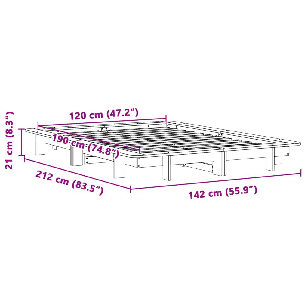 vidaXL Σκελετός Κρεβατιού Χωρίς Στρώμα 120x190 εκ Μασίφ Ξύλο Πεύκου
