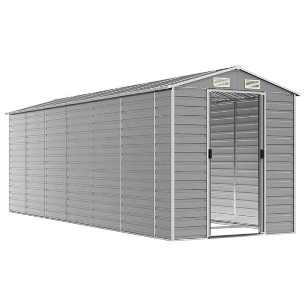 vidaXL Αποθήκη Κήπου Ανοιχτό Γκρι 191x555x198 εκ. Γαλβανισμένο Ατσάλι