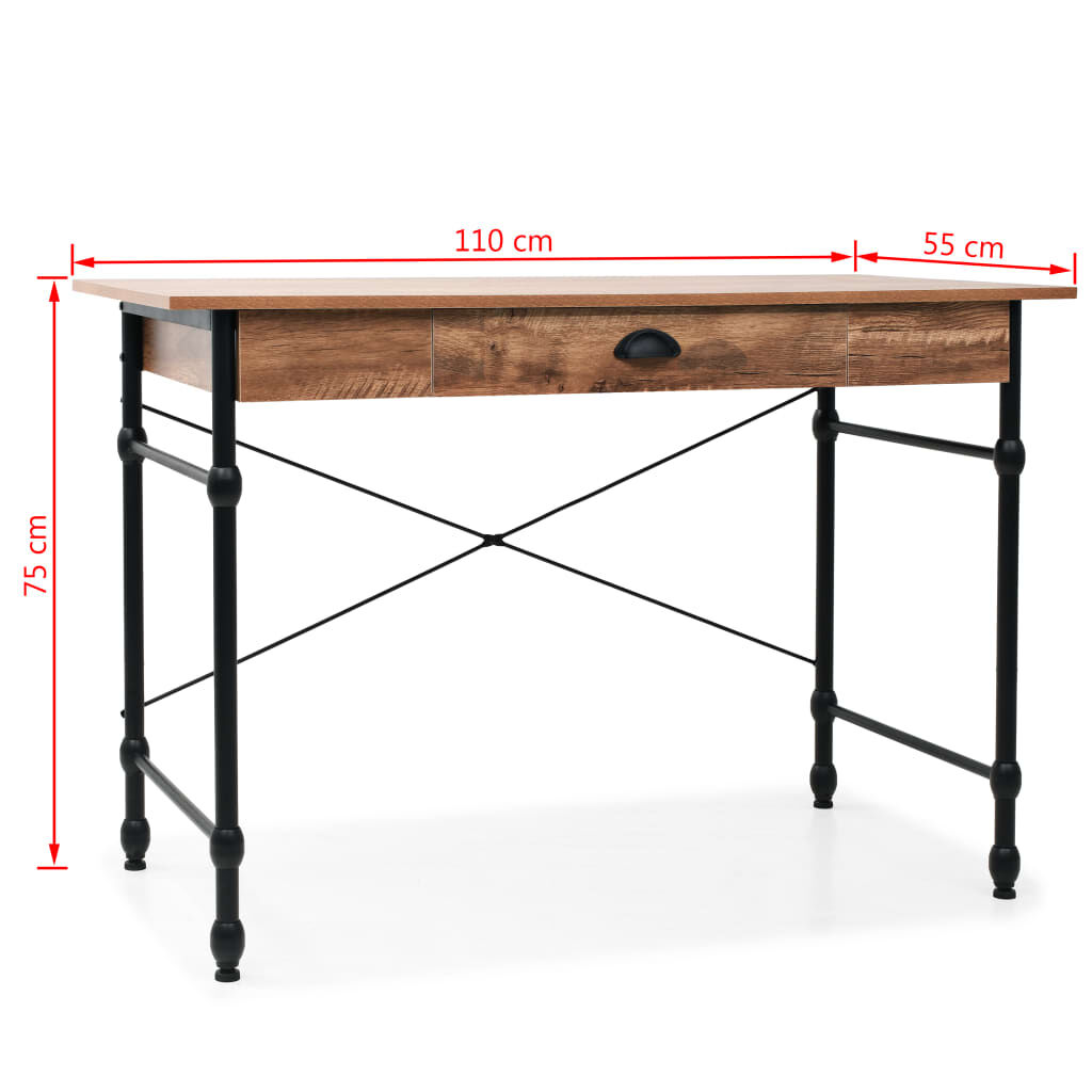 vidaXL Γραφείο με Συρτάρι Χρώμα Δρυός 110 x 55 x 75 εκ.