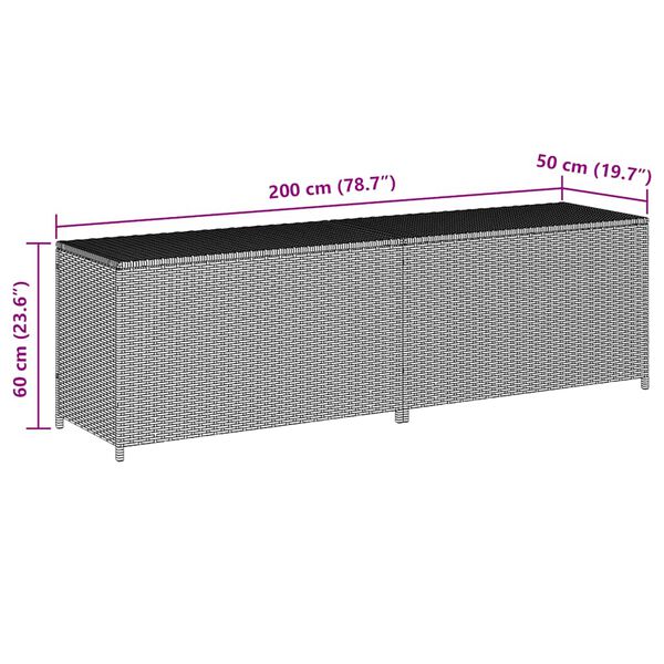 vidaXL Κουτί Αποθήκευσης Κήπου Γκρι 200x50x60 εκ. από Συνθετικό Ρατάν
