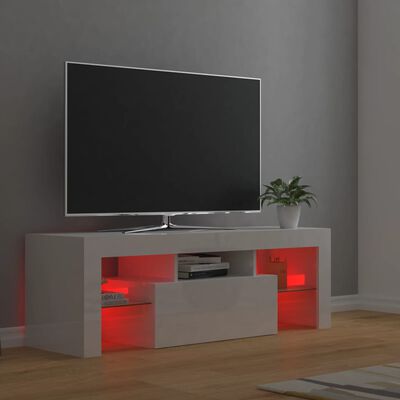 vidaXL Έπιπλο Τηλεόρασης με LED Γυαλιστερό Λευκό 120 x 35 x 40 εκ.