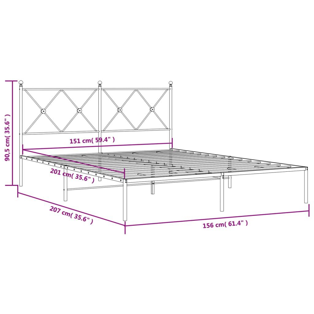 vidaXL Πλαίσιο Κρεβατιού με Κεφαλάρι Λευκό 150 x 200 εκ. Μεταλλικό