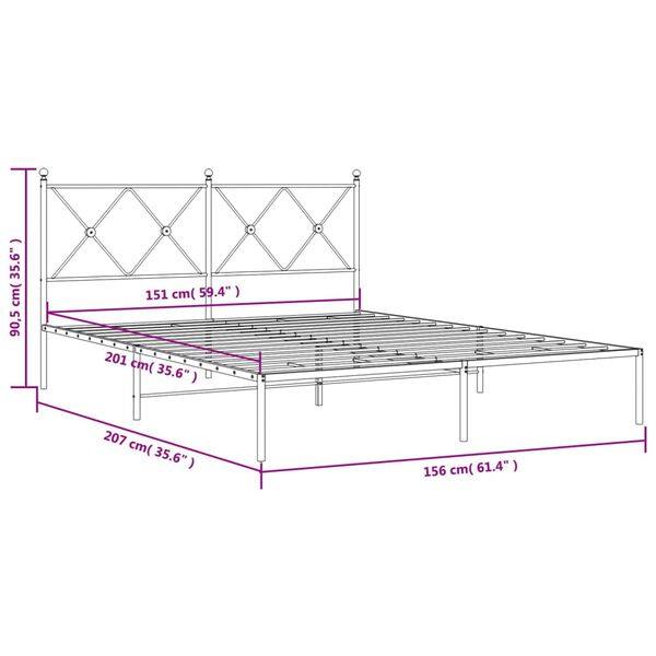 vidaXL Πλαίσιο Κρεβατιού με Κεφαλάρι Λευκό 150 x 200 εκ. Μεταλλικό
