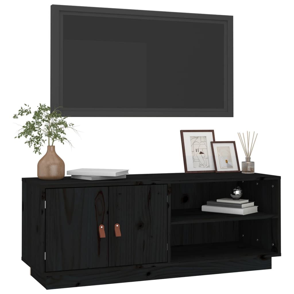 vidaXL Έπιπλο Τηλεόρασης Μαύρο 105x34x40 εκ. από Μασίφ Ξύλο Πεύκου