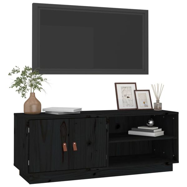 vidaXL Έπιπλο Τηλεόρασης Μαύρο 105x34x40 εκ. από Μασίφ Ξύλο Πεύκου