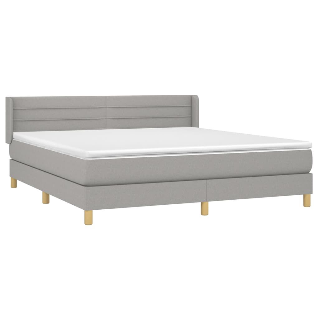vidaXL Κρεβάτι Boxspring με Στρώμα Ανοιχτό Γκρι 180x200 εκ. Υφασμάτινο