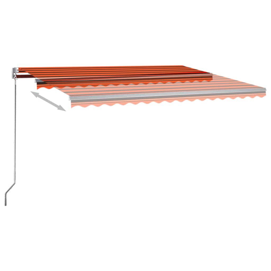 vidaXL Τέντα Αυτόματη με LED&Αισθητ. Ανέμου Πορτοκαλί/Καφέ 450x300 εκ.